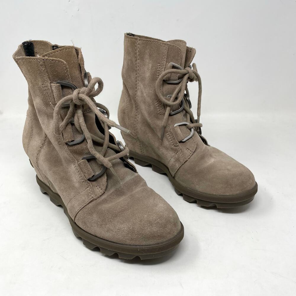 Sorel Joan of Arctic Wedge II Waterproof Suede Leather Lace Up Boots Youth 4